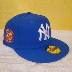 New Era 59Fifty New York Yankee Fitted Hat Size 7 5/8 "50th Year" Side Patch